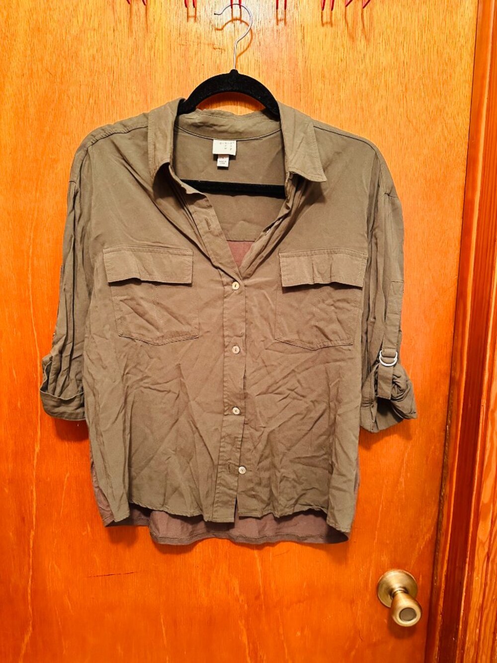 A New Day button down roll sleeve top size L